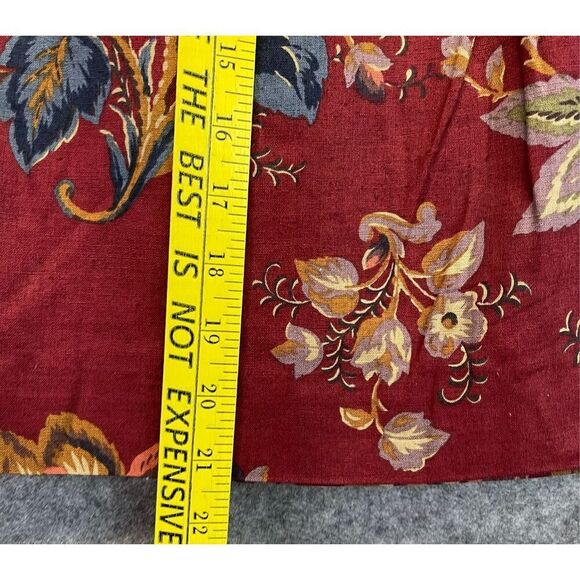 Vintage 90s BREECHES Skirt Sz12 Red Floral Print Linen Blend Mini Pleated Front - Picture 7 of 12